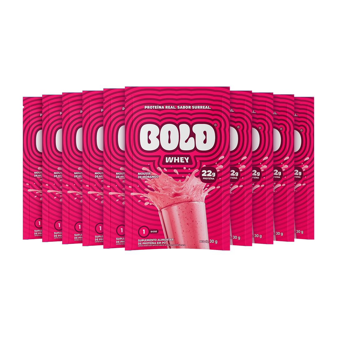 KIT 10 SACHÊS BOLD WHEY MOUSSE DE MORANGO (30g/Un)