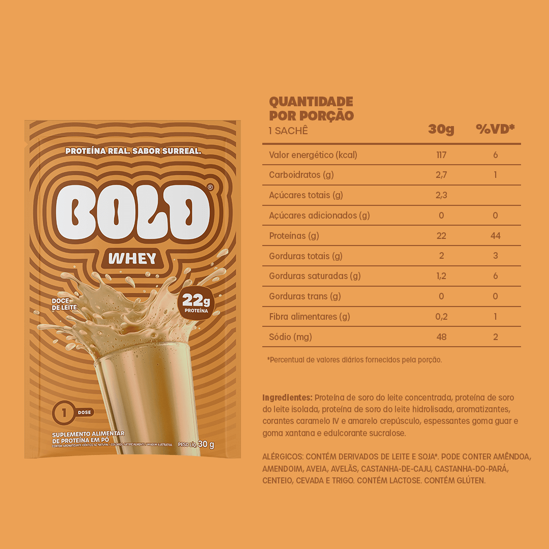 KIT 10 SACHÊS BOLD WHEY DOCE DE LEITE (30g/Un)